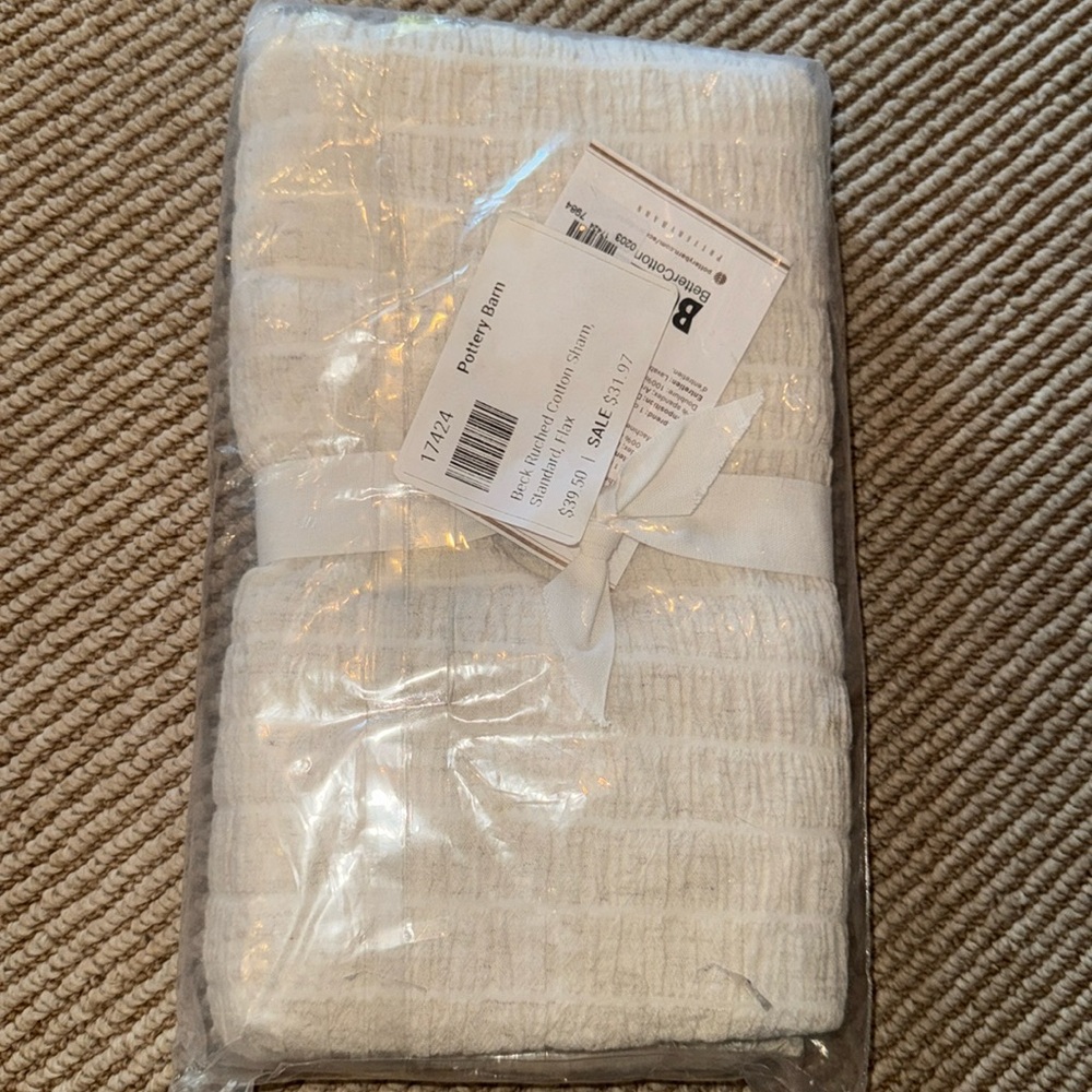 Pottery Barn Beck Ruched Sham STD Flax